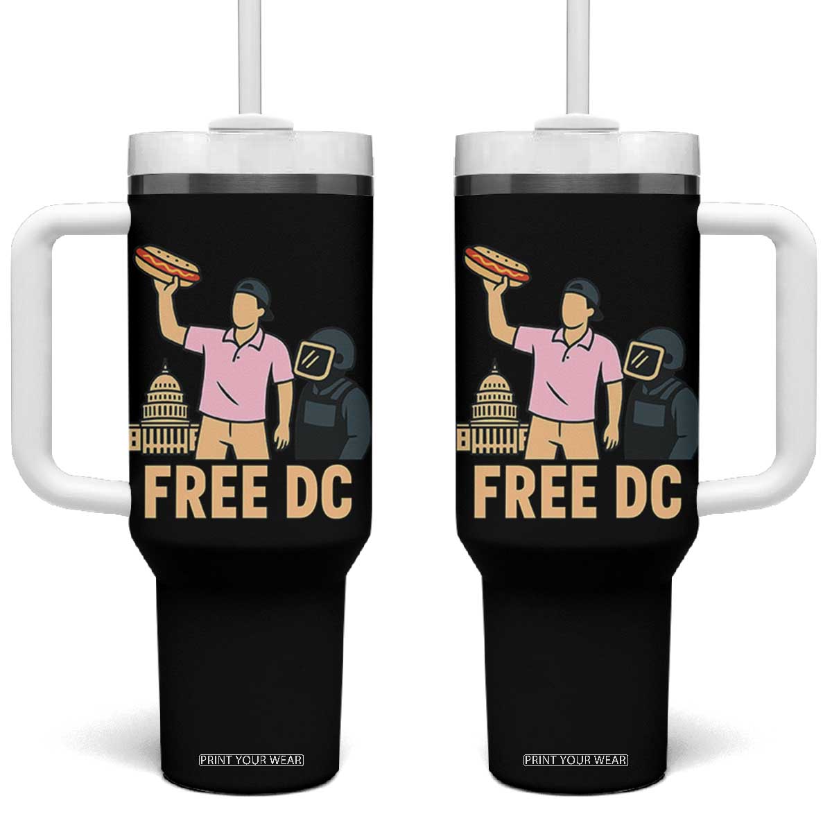 Free DC Sandwich Guy Tumbler With Handle Washington DC Pride Political Satire TS02 One Size: 40 oz Black Print Your Wear
