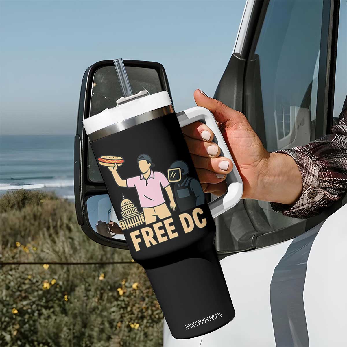 Free DC Sandwich Guy Tumbler With Handle Washington DC Pride Political Satire TS02 Print Your Wear