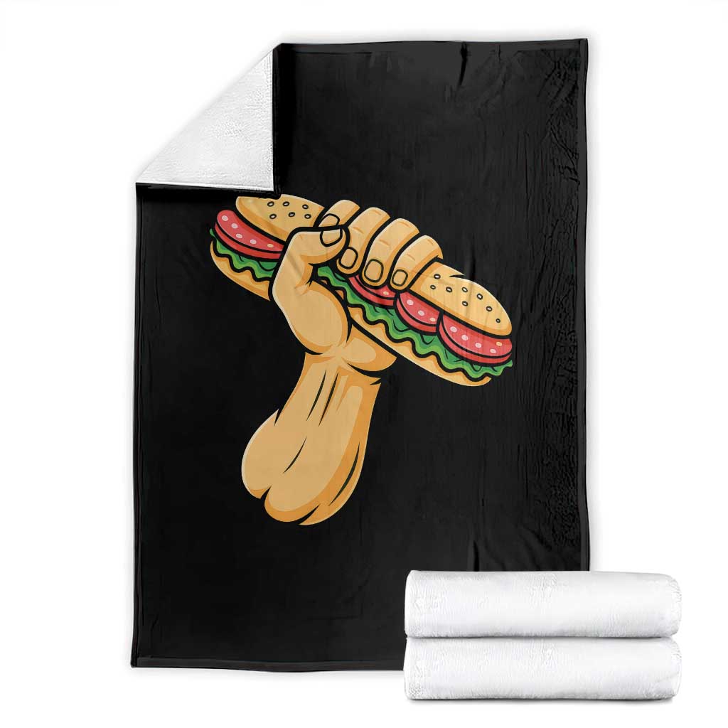 Sandwich Power Fist Throw Blanket Sarcastic Food Revolution Political Satire TS02 Black Print Your Wear