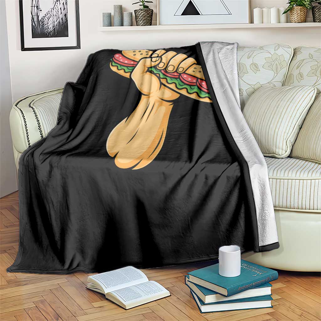 Sandwich Power Fist Throw Blanket Sarcastic Food Revolution Political Satire TS02 Print Your Wear