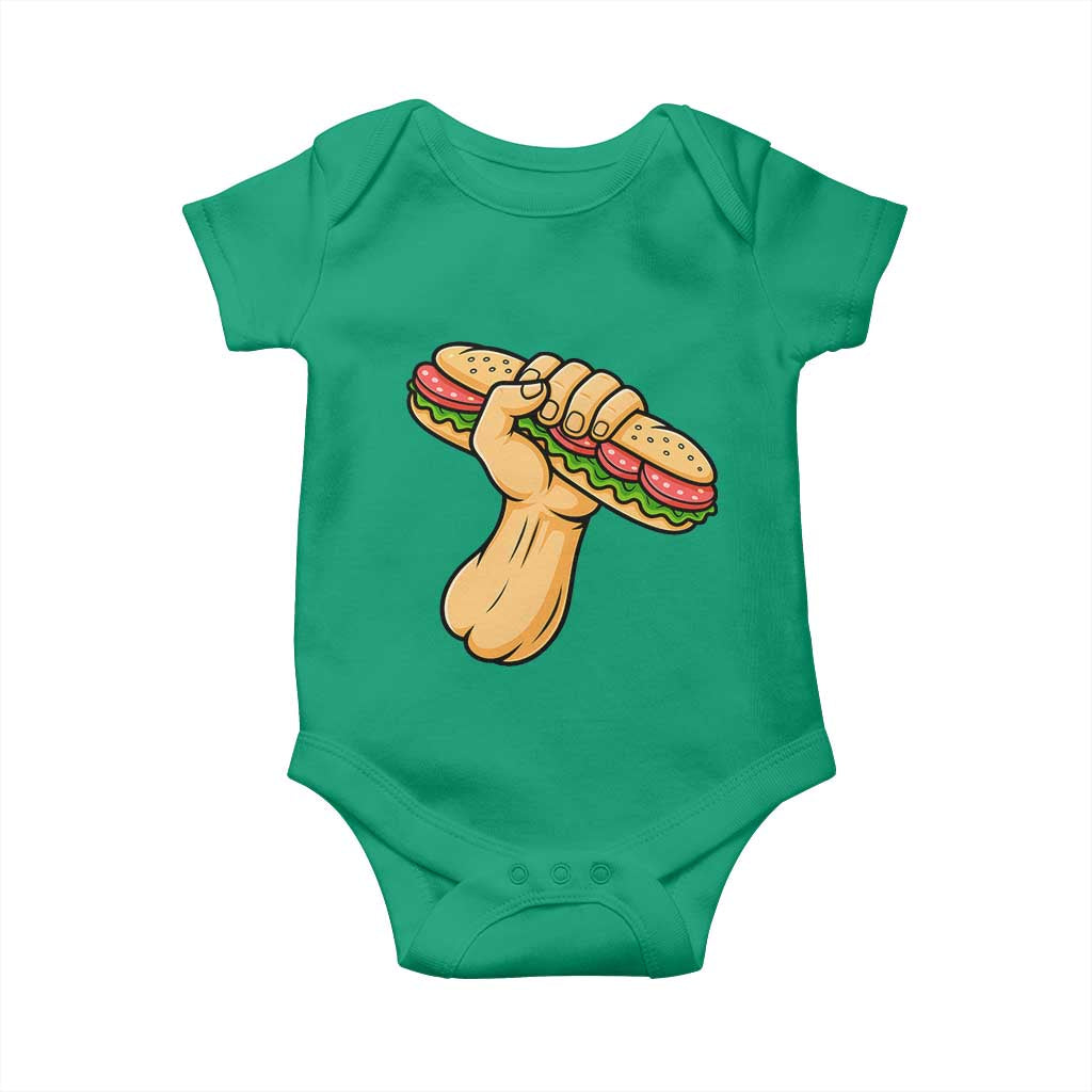 Sandwich Power Fist Baby Onesie Sarcastic Food Revolution Political Satire TS02 Irish Green Print Your Wear