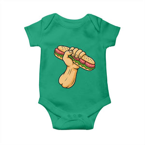 Sandwich Power Fist Baby Onesie Sarcastic Food Revolution Political Satire TS02 Irish Green Print Your Wear