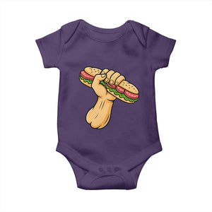 Sandwich Power Fist Baby Onesie Sarcastic Food Revolution Political Satire TS02 Purple Print Your Wear