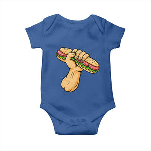 Sandwich Power Fist Baby Onesie Sarcastic Food Revolution Political Satire TS02 Royal Blue Print Your Wear