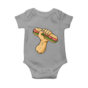 Sandwich Power Fist Baby Onesie Sarcastic Food Revolution Political Satire TS02 Sport Gray Print Your Wear