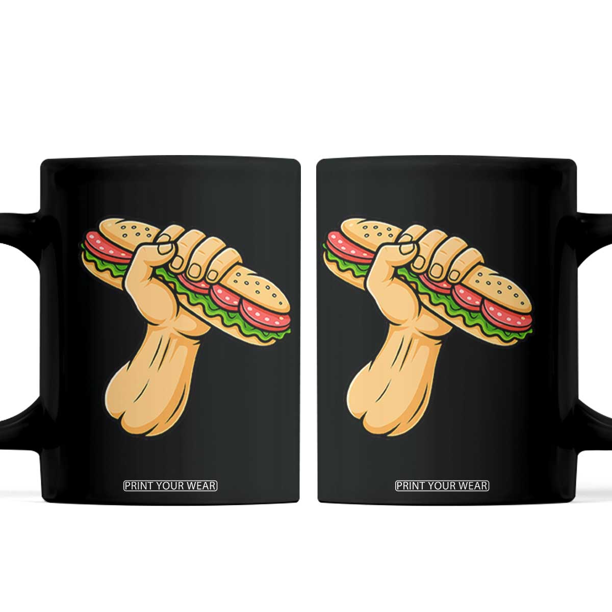 Sandwich Power Fist Coffee Mug Sarcastic Food Revolution Political Satire TS02 Black Print Your Wear