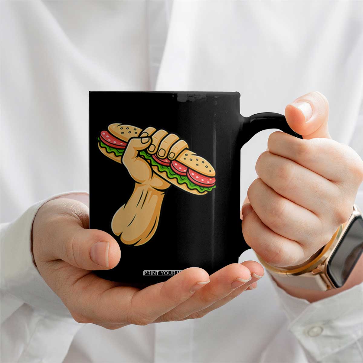Sandwich Power Fist Coffee Mug Sarcastic Food Revolution Political Satire TS02 Print Your Wear