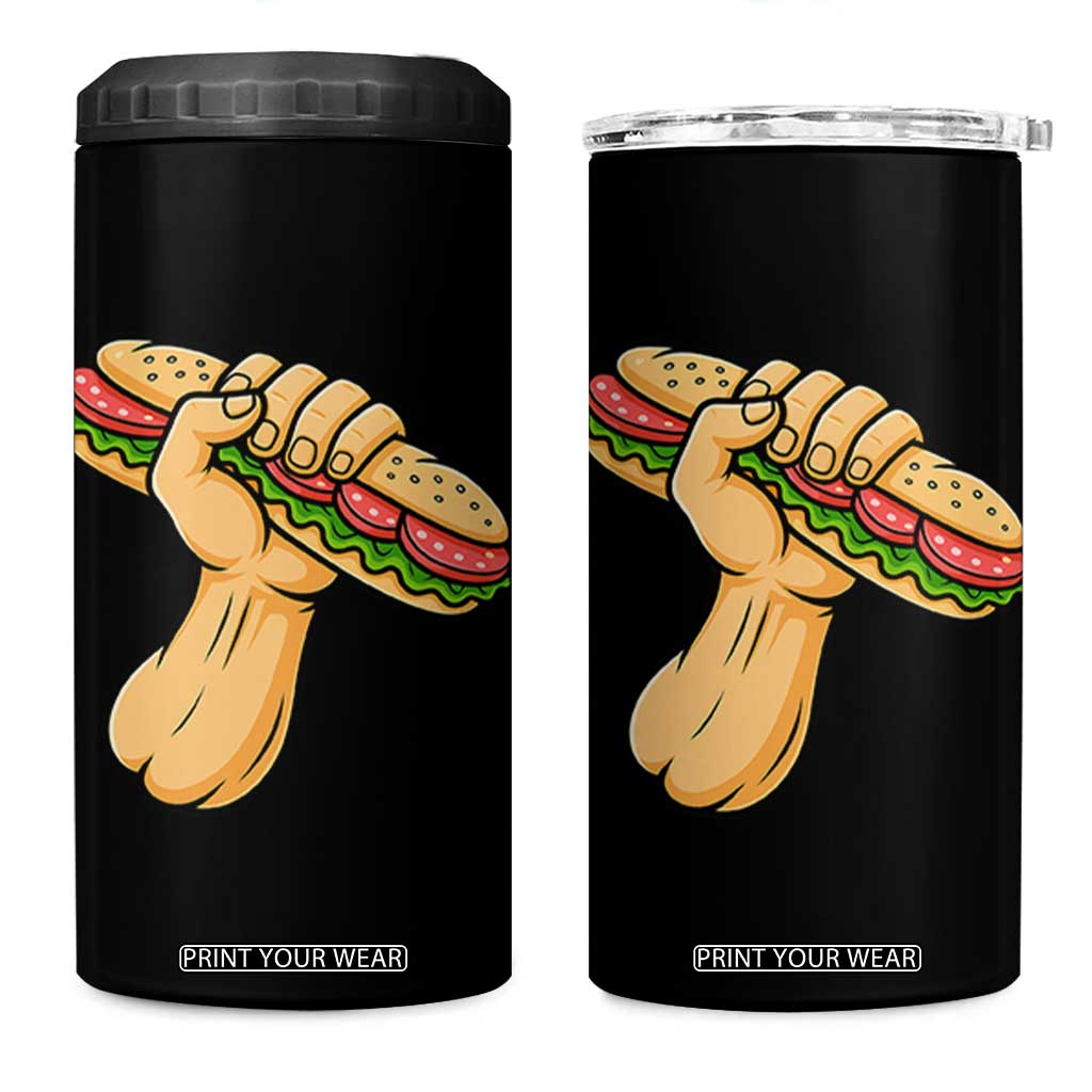 Sandwich Power Fist 4 in 1 Can Cooler Tumbler Sarcastic Food Revolution Political Satire TS02 One Size: 16 oz Black Print Your Wear