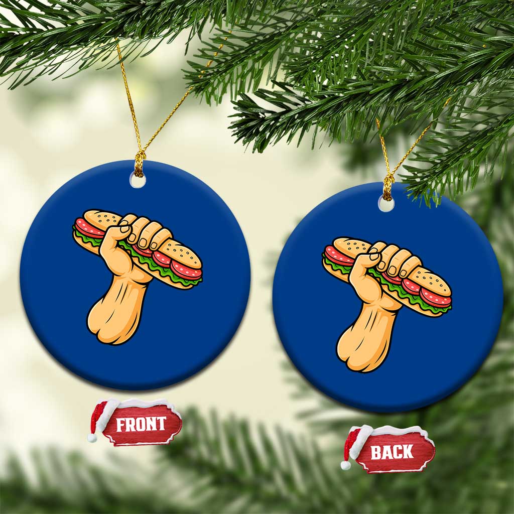 Sandwich Power Fist Ceramic Ornament Sarcastic Food Revolution Political Satire TS02 1pc Blue Print Your Wear
