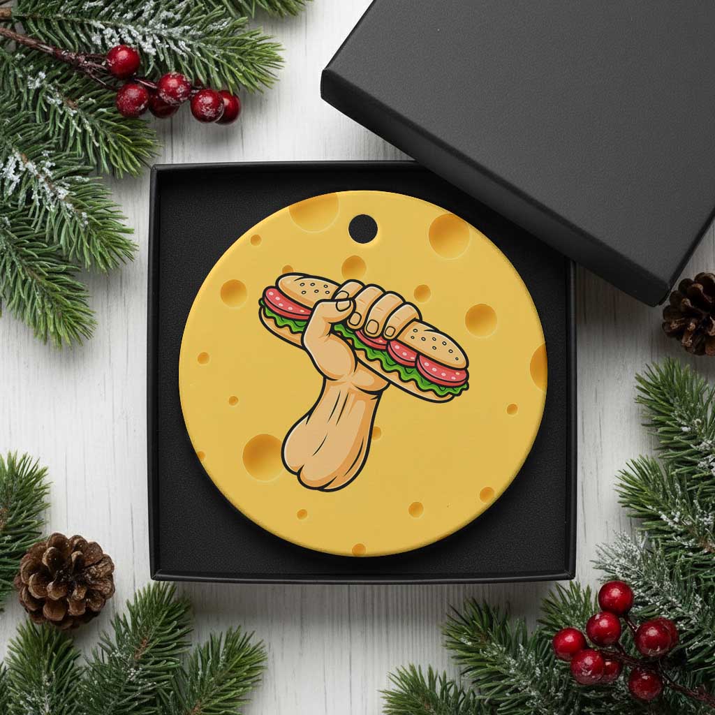 Sandwich Power Fist Ceramic Ornament Sarcastic Food Revolution Political Satire TS02 1pc Yellow Cheese Print Your Wear