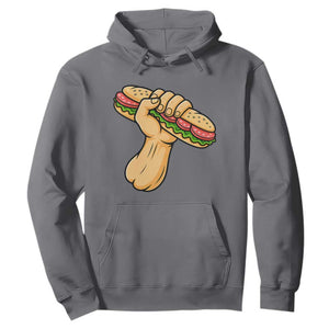 Sandwich Power Fist Hoodie Sarcastic Food Revolution Political Satire TS02 Charcoal Print Your Wear