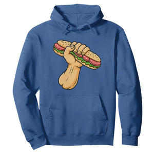Sandwich Power Fist Hoodie Sarcastic Food Revolution Political Satire TS02 Royal Blue Print Your Wear