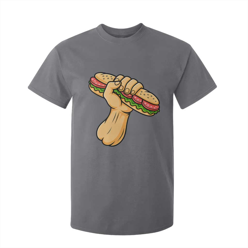 Sandwich Power Fist T Shirt For Kid Sarcastic Food Revolution Political Satire TS02 Charcoal Print Your Wear