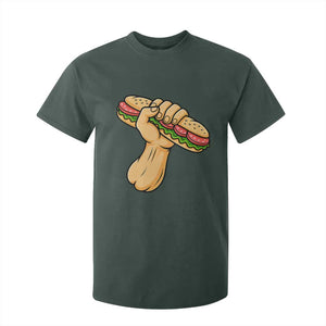 Sandwich Power Fist T Shirt For Kid Sarcastic Food Revolution Political Satire TS02 Dark Forest Green Print Your Wear