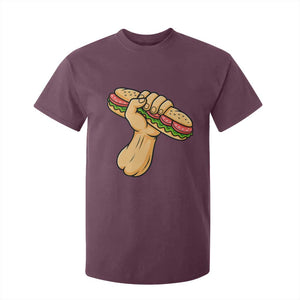 Sandwich Power Fist T Shirt For Kid Sarcastic Food Revolution Political Satire TS02 Maroon Print Your Wear