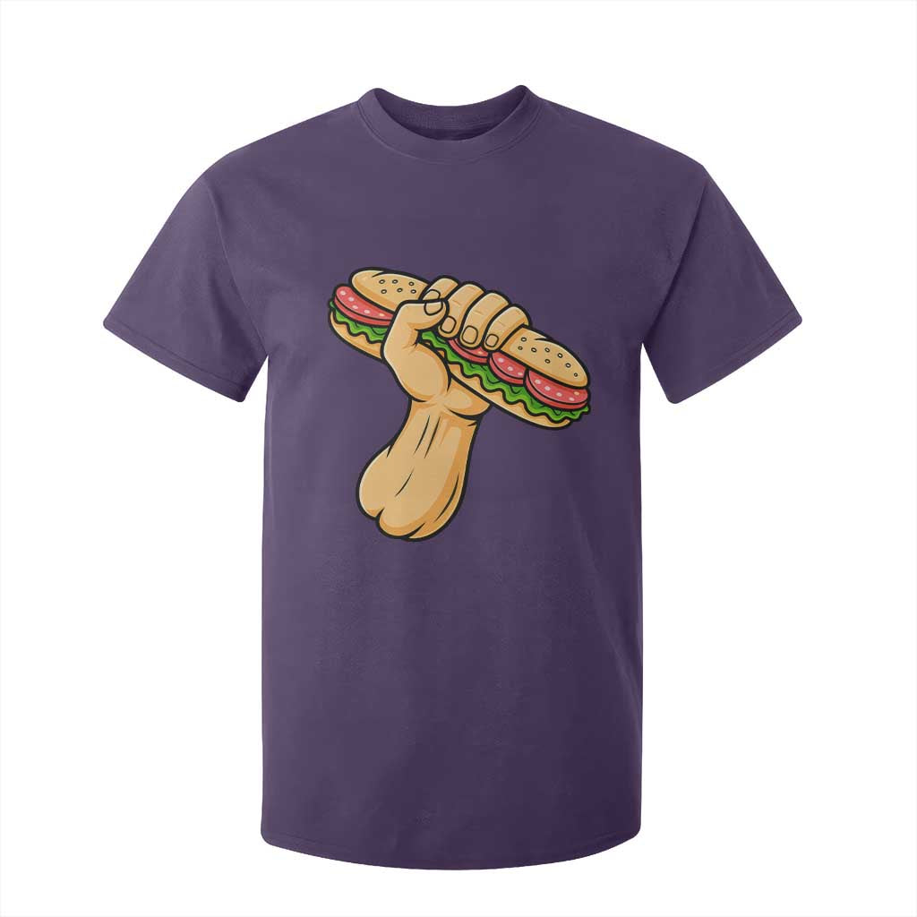 Sandwich Power Fist T Shirt For Kid Sarcastic Food Revolution Political Satire TS02 Purple Print Your Wear