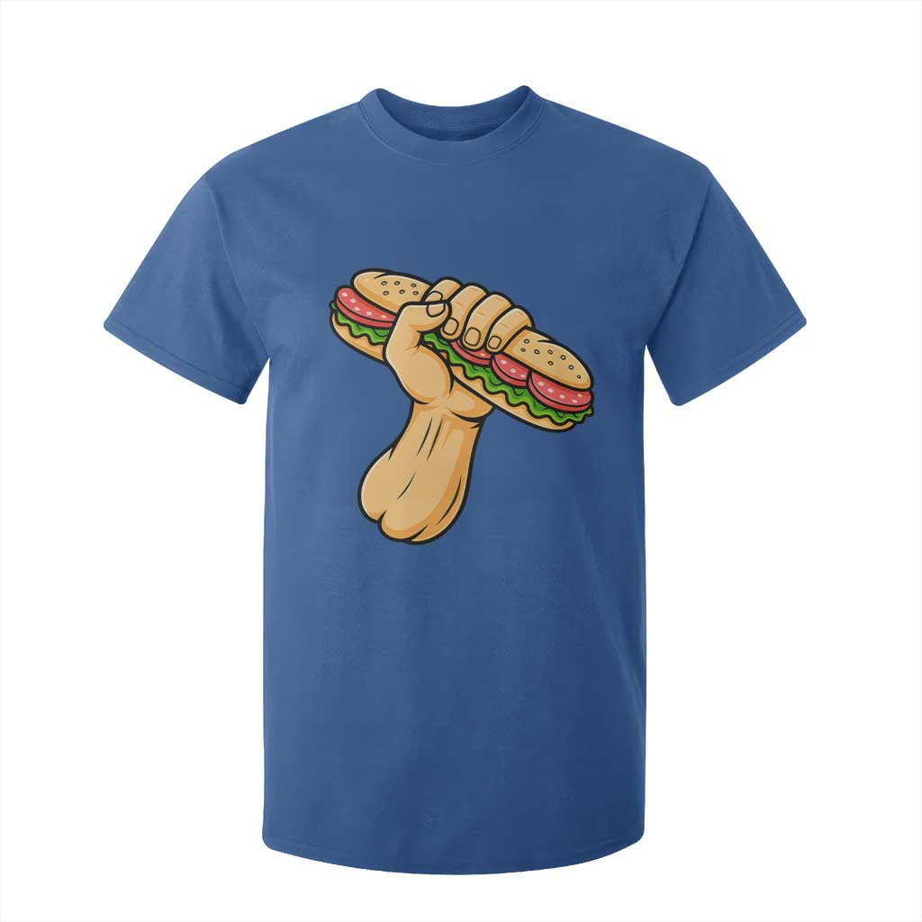 Sandwich Power Fist T Shirt For Kid Sarcastic Food Revolution Political Satire TS02 Royal Blue Print Your Wear