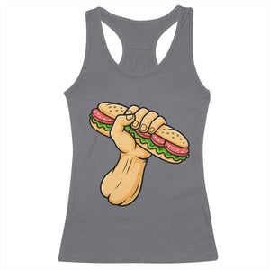 Sandwich Power Fist Racerback Tank Top Sarcastic Food Revolution Political Satire TS02 Charcoal Print Your Wear