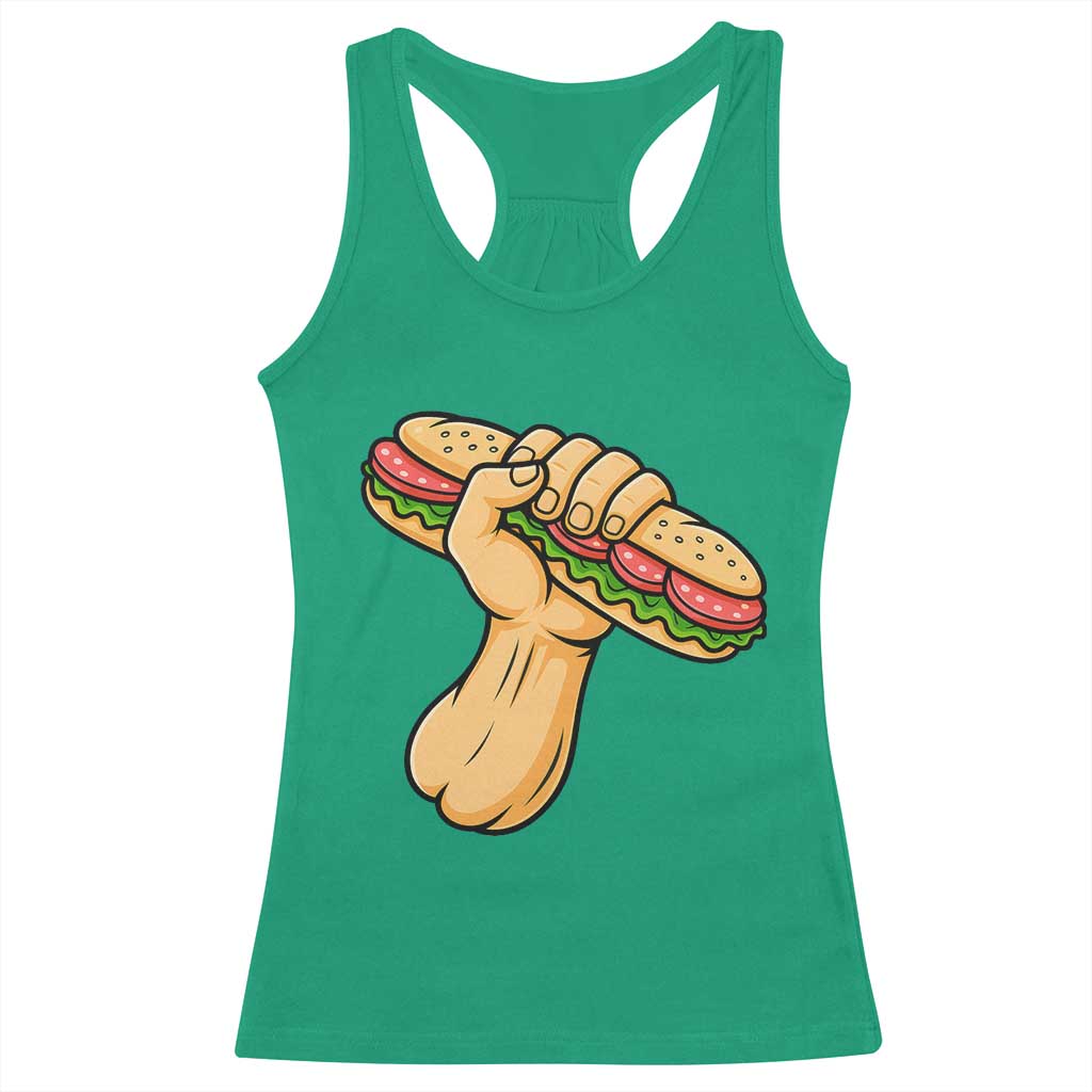 Sandwich Power Fist Racerback Tank Top Sarcastic Food Revolution Political Satire TS02 Irish Green Print Your Wear