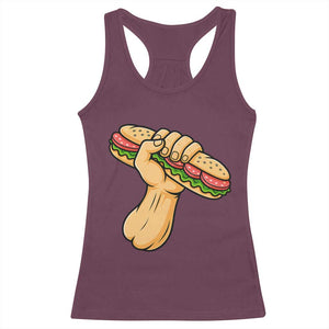 Sandwich Power Fist Racerback Tank Top Sarcastic Food Revolution Political Satire TS02 Maroon Print Your Wear