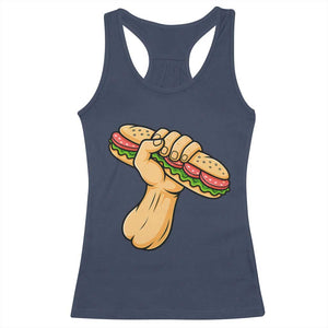 Sandwich Power Fist Racerback Tank Top Sarcastic Food Revolution Political Satire TS02 Navy Print Your Wear