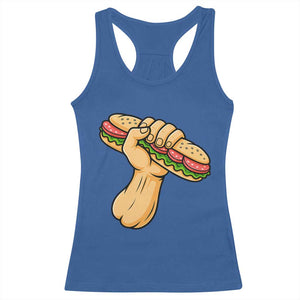 Sandwich Power Fist Racerback Tank Top Sarcastic Food Revolution Political Satire TS02 Royal Blue Print Your Wear