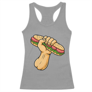 Sandwich Power Fist Racerback Tank Top Sarcastic Food Revolution Political Satire TS02 Sport Gray Print Your Wear