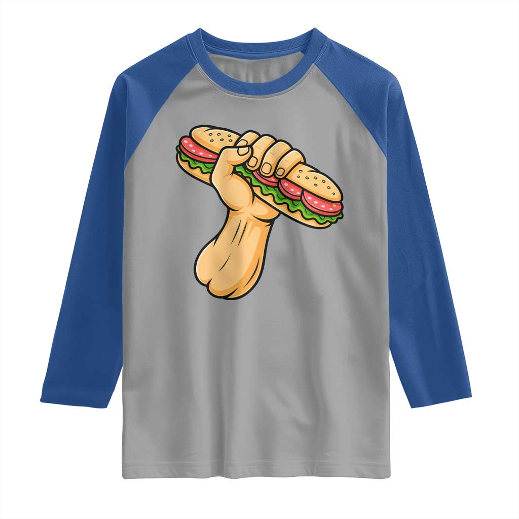 Sandwich Power Fist Raglan Shirt Sarcastic Food Revolution Political Satire TS02 Sport Gray Royal Print Your Wear
