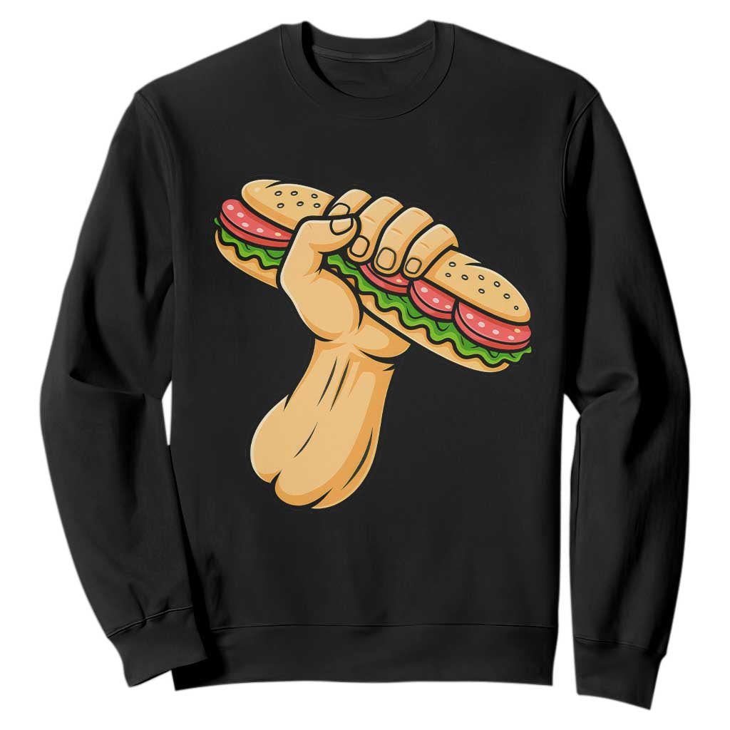 Sandwich Power Fist Sweatshirt Sarcastic Food Revolution Political Satire TS02 Black Print Your Wear