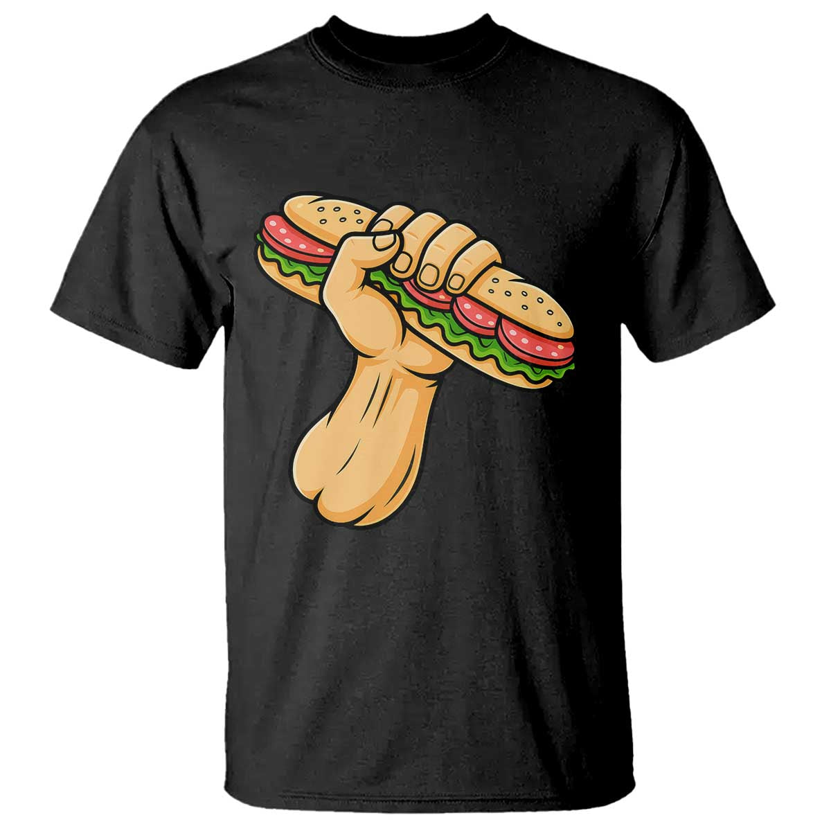 Sandwich Power Fist T Shirt Sarcastic Food Revolution Political Satire TS02 Black Print Your Wear