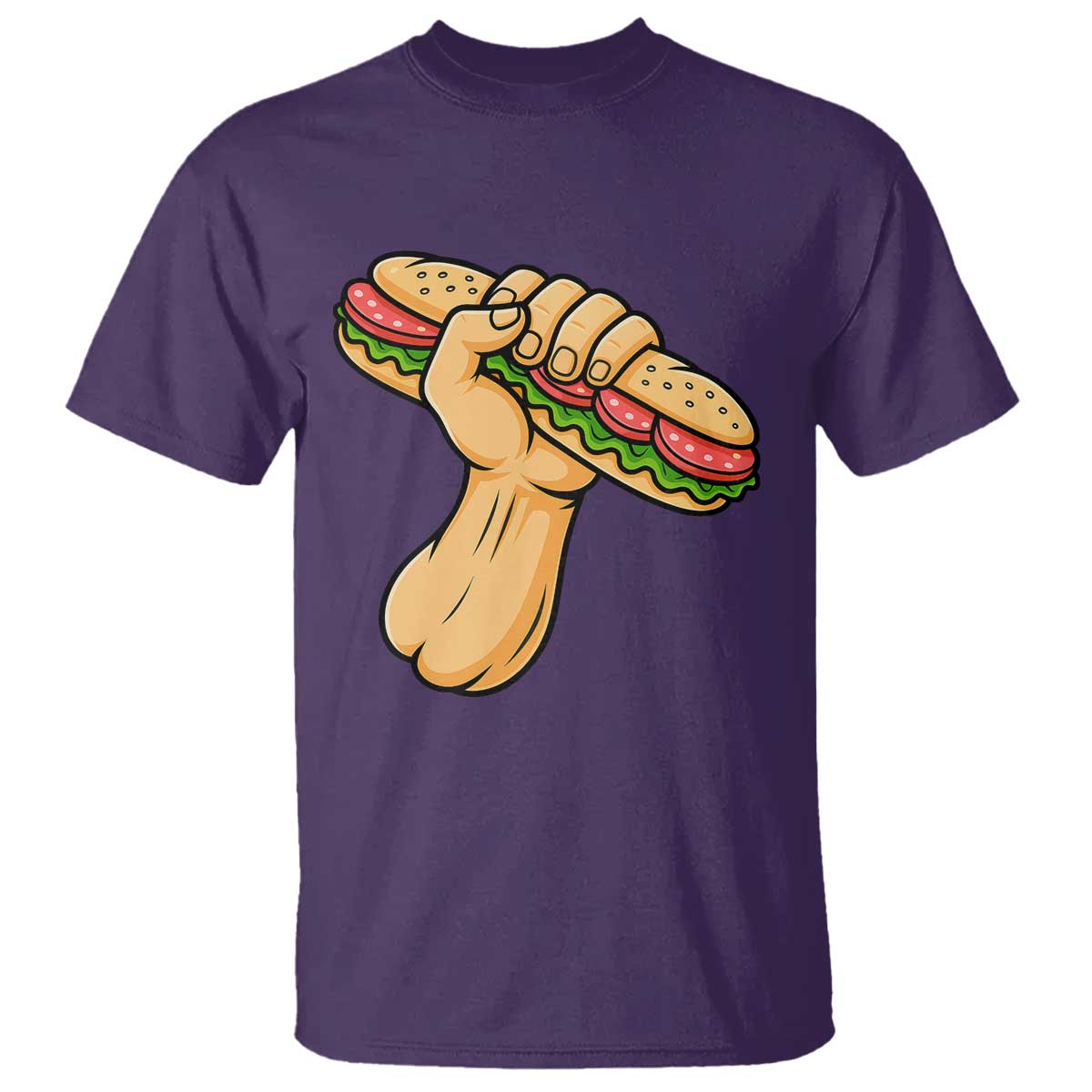 Sandwich Power Fist T Shirt Sarcastic Food Revolution Political Satire TS02 Purple Print Your Wear