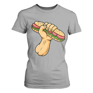 Sandwich Power Fist T Shirt For Women Sarcastic Food Revolution Political Satire TS02 Sport Gray Print Your Wear
