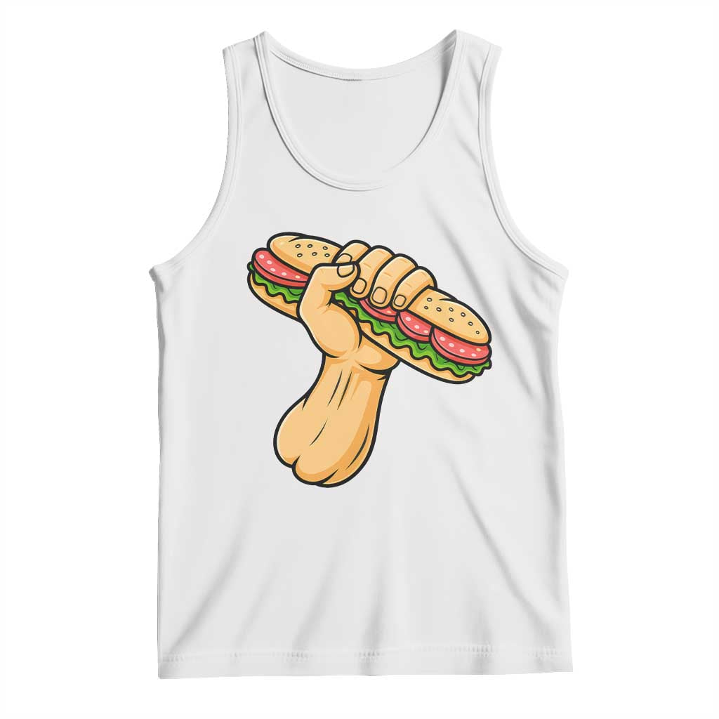 Sandwich Power Fist Tank Top Sarcastic Food Revolution Political Satire TS02 White Print Your Wear
