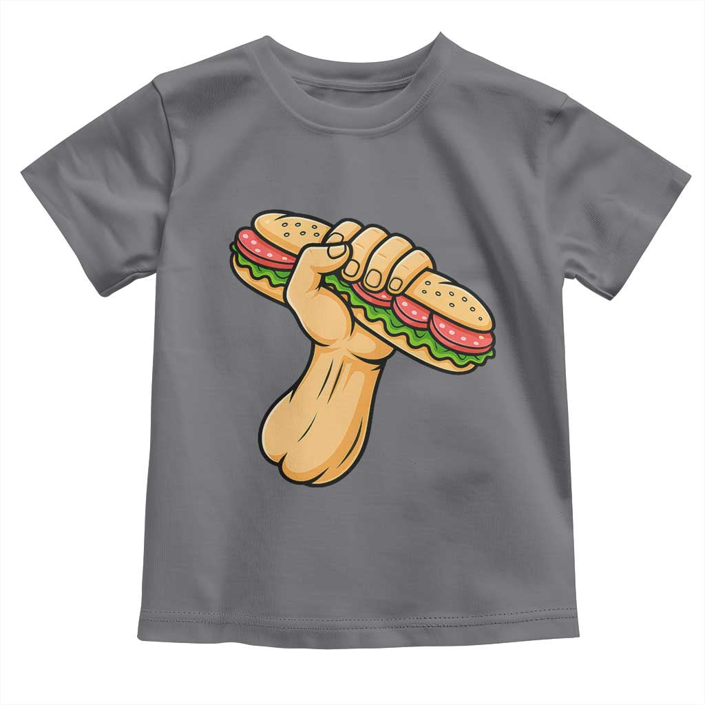 Sandwich Power Fist Toddler T Shirt Sarcastic Food Revolution Political Satire TS02 Charcoal Print Your Wear
