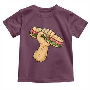 Sandwich Power Fist Toddler T Shirt Sarcastic Food Revolution Political Satire TS02 Maroon Print Your Wear