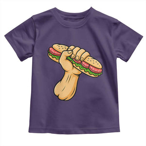 Sandwich Power Fist Toddler T Shirt Sarcastic Food Revolution Political Satire TS02 Purple Print Your Wear