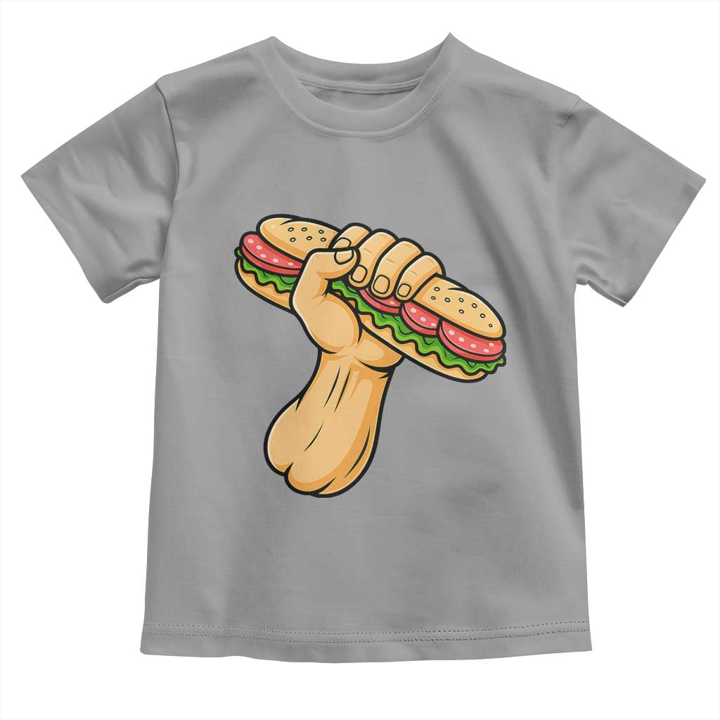 Sandwich Power Fist Toddler T Shirt Sarcastic Food Revolution Political Satire TS02 Sport Gray Print Your Wear
