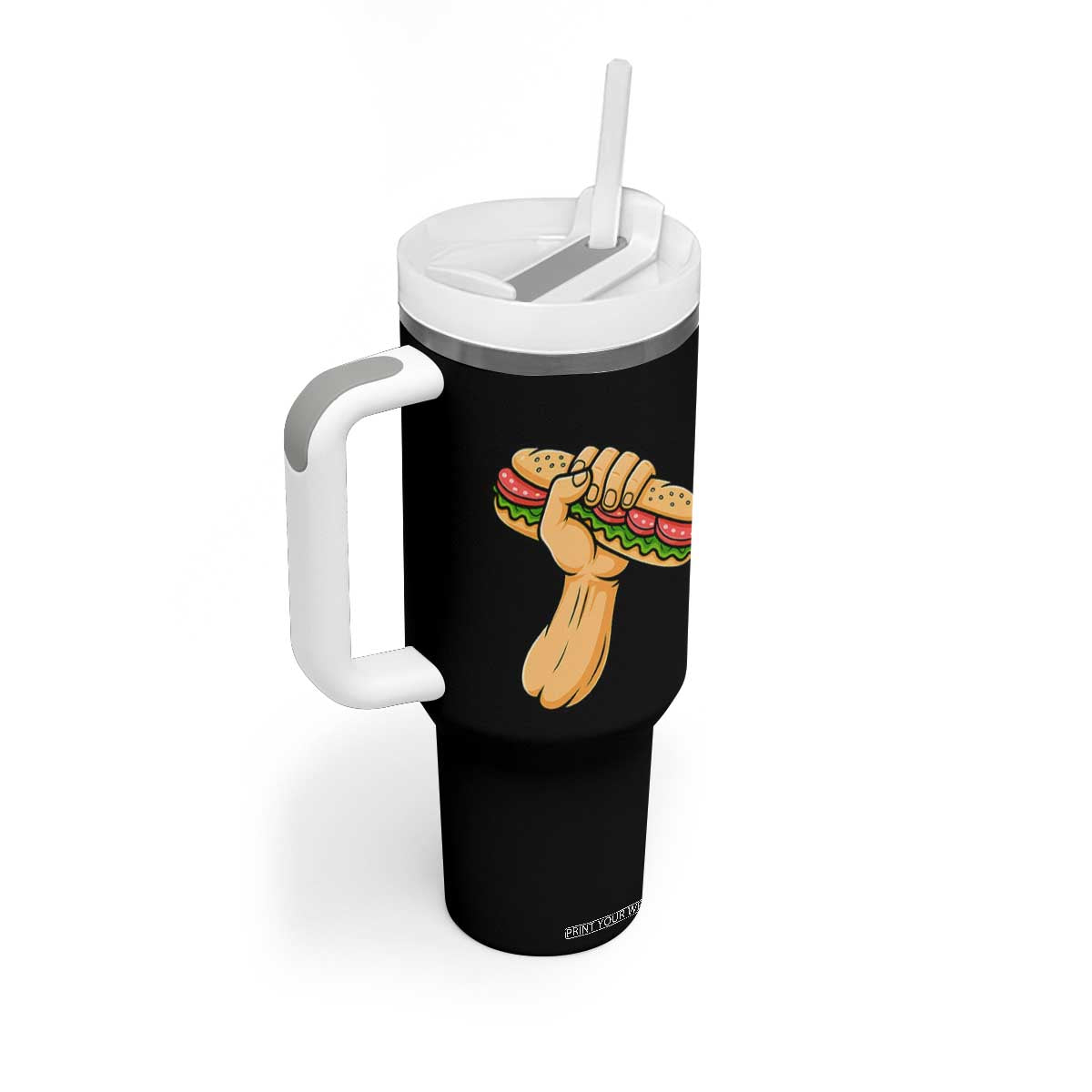 Sandwich Power Fist Tumbler With Handle Sarcastic Food Revolution Political Satire TS02 Print Your Wear