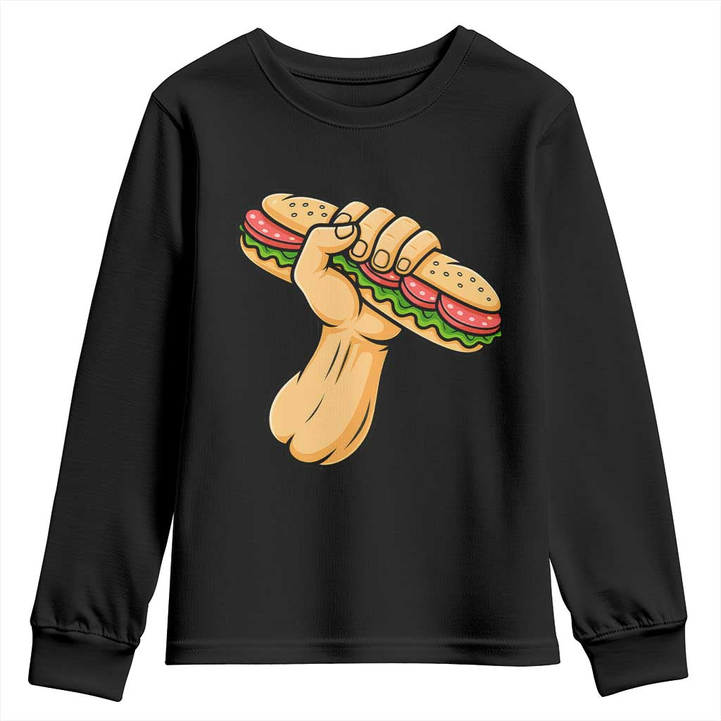 Sandwich Power Fist Youth Sweatshirt Sarcastic Food Revolution Political Satire TS02 Black Print Your Wear