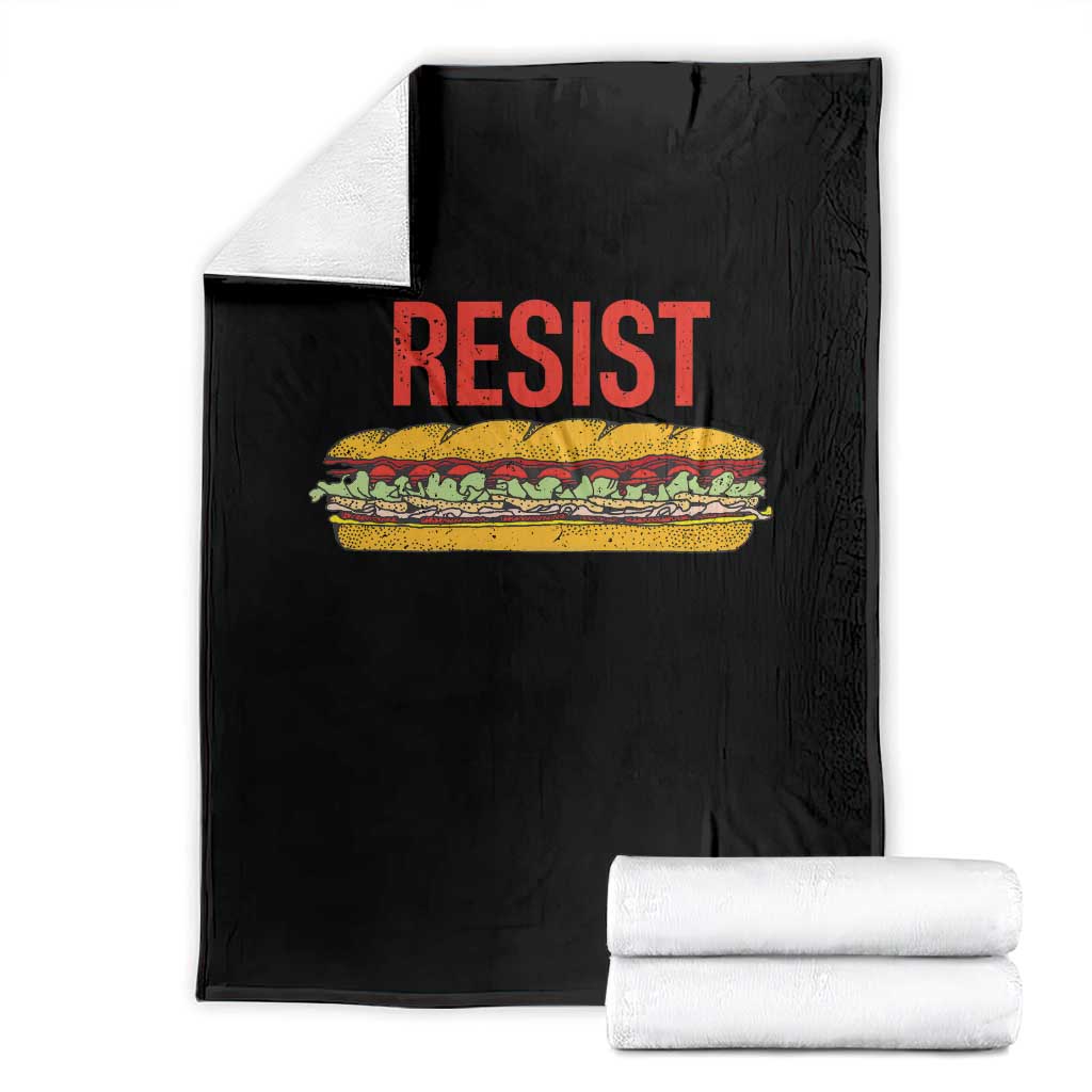 Resist Sandwich Throw Blanket Sarcastic Food Revolution Political Satire TS02 Black Print Your Wear