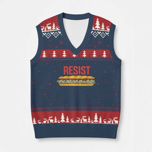Resist Sandwich V-Neck Knit Sweater Vest Sarcastic Food Revolution Political Satire TS02 Navy Red Print Your Wear