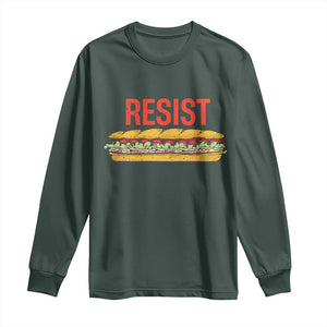 Sandwich Power Fist Long Sleeve Shirt Sarcastic Food Revolution Political Satire TS02 Dark Forest Green Print Your Wear