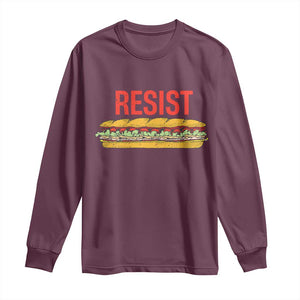 Sandwich Power Fist Long Sleeve Shirt Sarcastic Food Revolution Political Satire TS02 Maroon Print Your Wear
