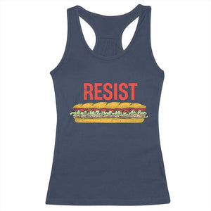 Resist Sandwich Racerback Tank Top Sarcastic Food Revolution Political Satire TS02 Navy Print Your Wear
