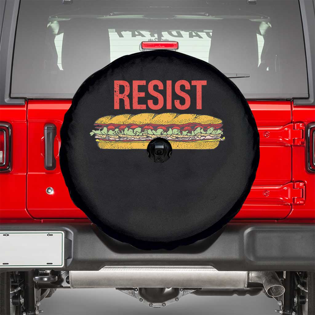 Resist Sandwich Spare Tire Cover Sarcastic Food Revolution Political Satire TS02 Black Print Your Wear