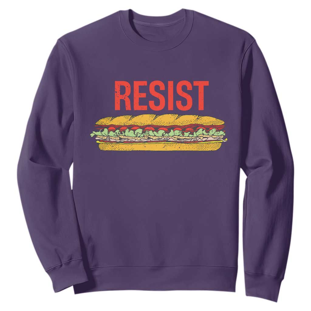 Resist Sandwich Sweatshirt Sarcastic Food Revolution Political Satire TS02 Purple Print Your Wear