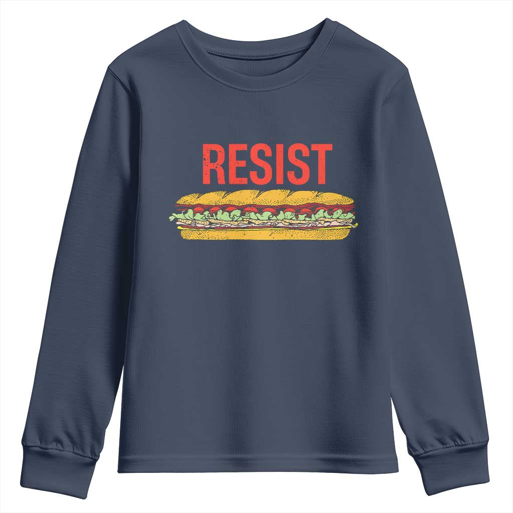 Resist Sandwich Youth Sweatshirt Sarcastic Food Revolution Political Satire TS02 Navy Print Your Wear