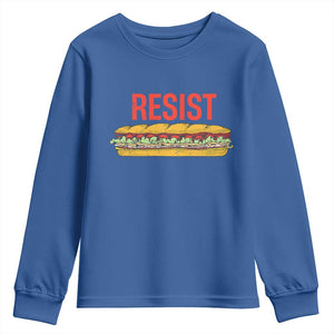 Resist Sandwich Youth Sweatshirt Sarcastic Food Revolution Political Satire TS02 Royal Blue Print Your Wear