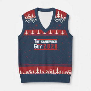 The Sandwich Guy 2028 V-Neck Knit Sweater Vest Political Parody TS02 Navy Red Print Your Wear
