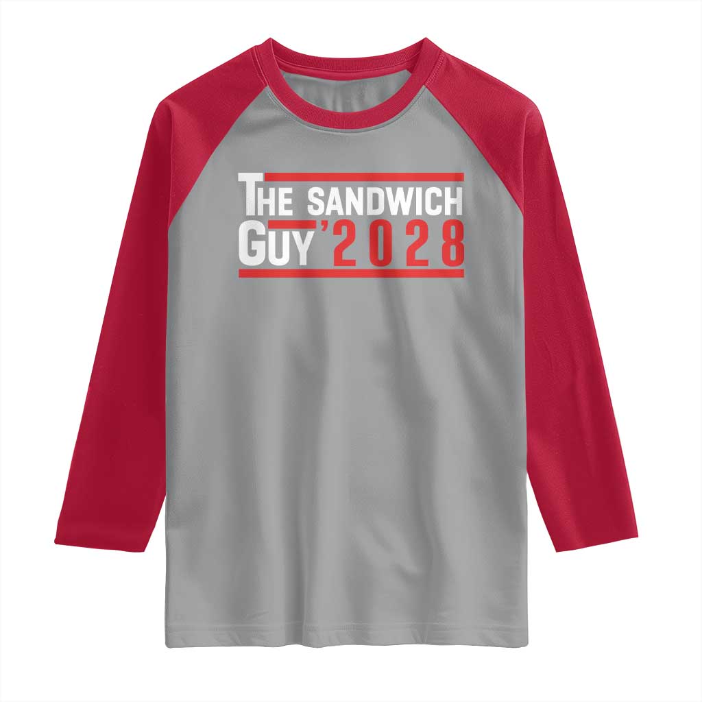The Sandwich Guy 2028 Raglan Shirt Political Parody TS02 Sport Gray Red Print Your Wear